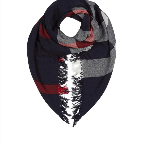 Burberry Accessories - Burberry Large Merino Wool Check Scarf in Blue